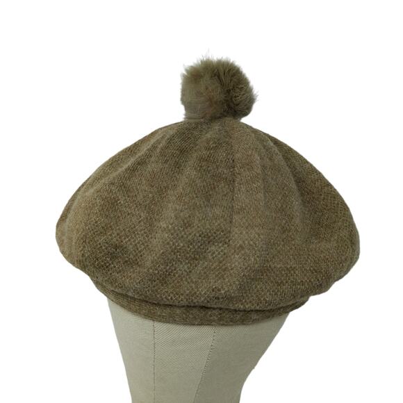 C.C. Exclusives Wool Blend Pom Pom Hat Brown Quilted Liner Logo - Picture 4 of 10